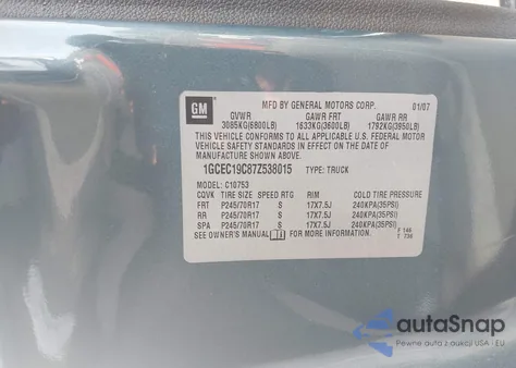 2007 Chevrolet Silverado 1500 Lt1 z USA, uszkodzony, nr VIN 1GCEC19C87Z538015